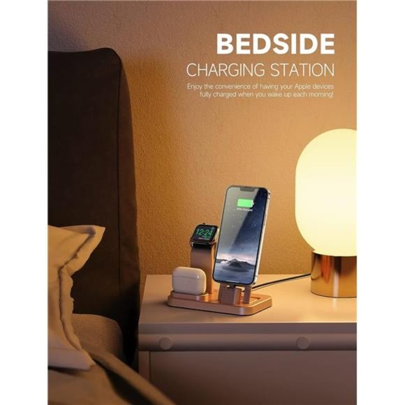 3 in 1 Charging Station for Apple Devices, Self Adjusting Charging Dock iWatch - Picture 5 of 6